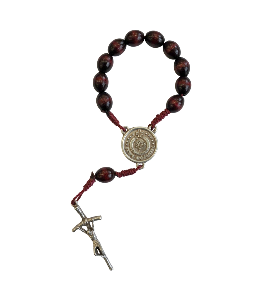 Różaniec dziesiątka z logo ŻR (RM10 – bordowy)